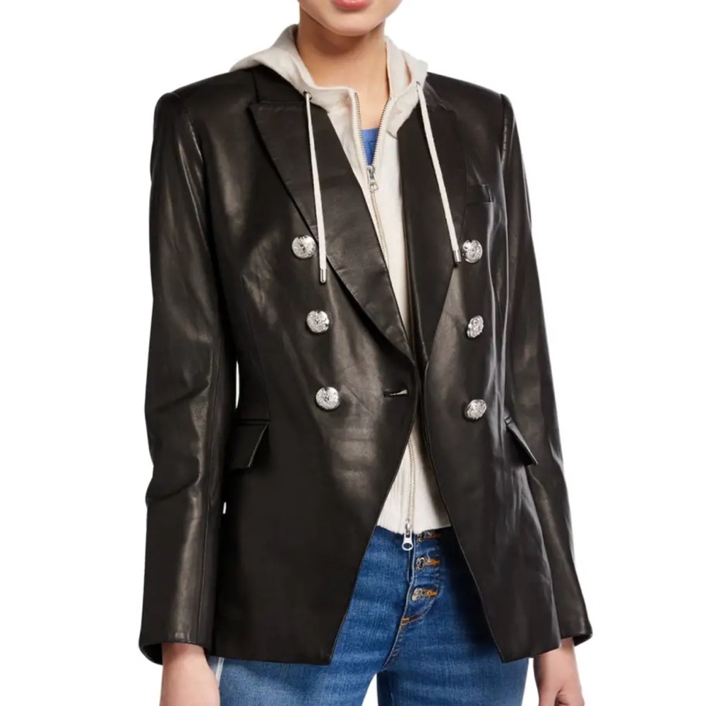 Veronica Beard Leather Miller Dickey Jacket Black Sz 6